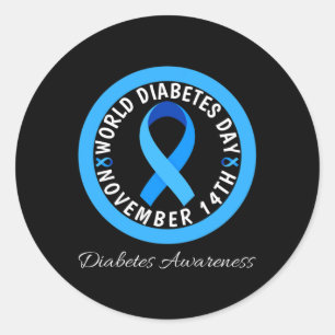Weltdiabetestag 2023 Typ 1 Diabetes Typ 2 Awa Runder Aufkleber