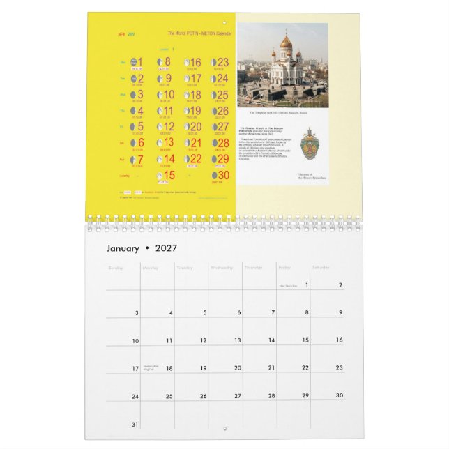Weltdoppelkalender 2009 durch Mikhail Petin Kalender (Jan 2027)