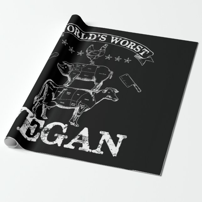 Welten am schlimmsten Vegane GRILLEN Fleisch, Hühn Geschenkpapier (Ungerollt)