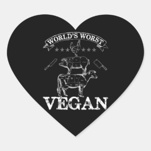 Welten am schlimmsten Vegane GRILLEN Fleisch, Hühn Herz-Aufkleber