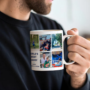 Welten Best Daddy Modern Navy Foto Collage Kaffeetasse