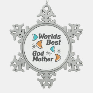 Welten Best Godmutter Retro Schneeflocken Zinn-Ornament