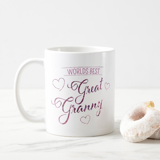 Welten Beste große Granny Imitate funkeln lila ros Kaffeetasse (Mit Donut)