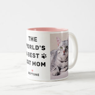 Welten beste Katze Mama Rosa Zwei-Foto-Pet Lover Zweifarbige Tasse