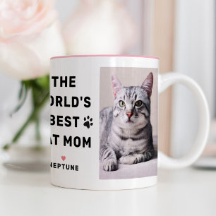 Welten beste Katze Mama Rosa Zwei-Foto-Pet Lover Zweifarbige Tasse