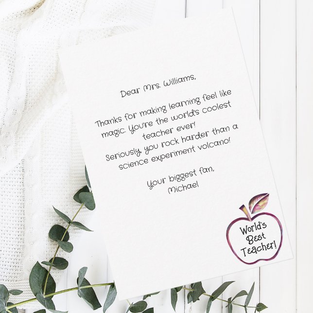 Welten Beste Lehrerin Red Apple, Lehrer Wertschätz Dankeskarte (Von Creator hochgeladen)