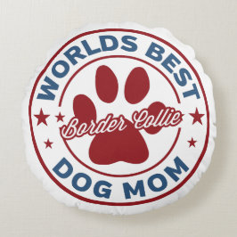 Welten beste Mama Border Collie Paw Print Rundes Kissen
