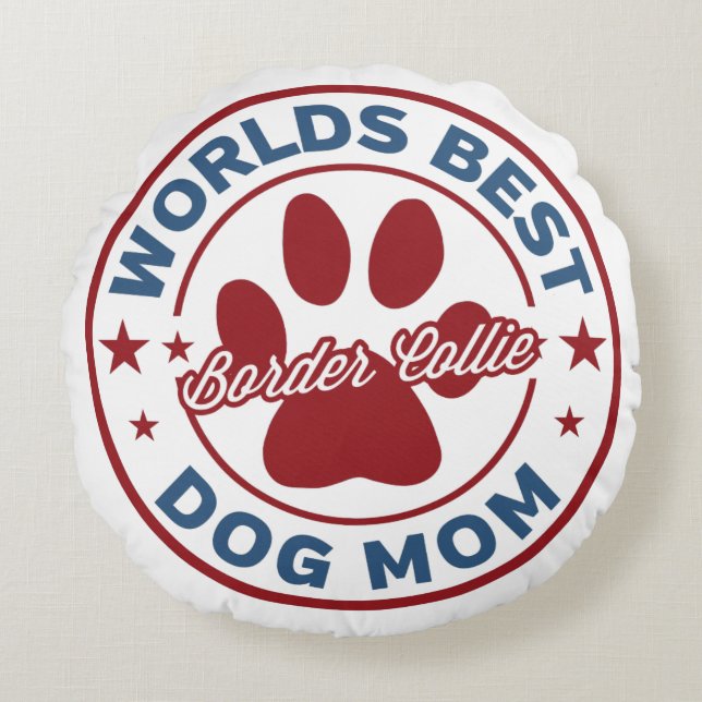 Welten beste Mama Border Collie Paw Print Rundes Kissen (Vorderseite)