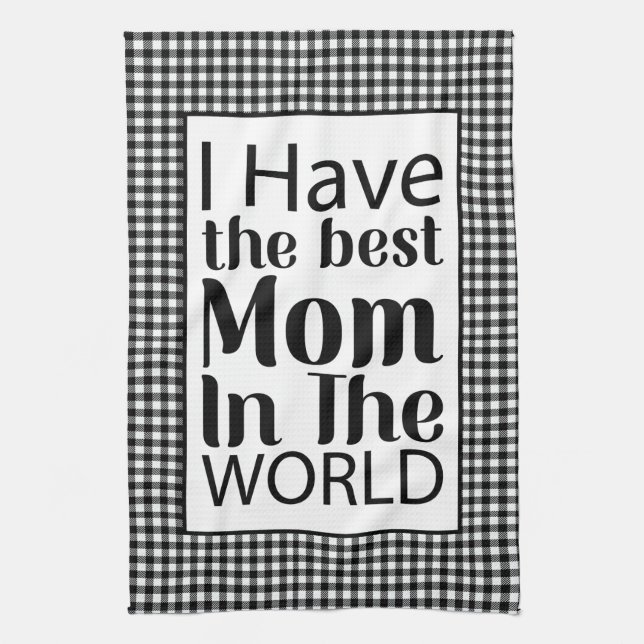 Welten Beste Mama Elegantes Schwarz-Weiß-Script Geschirrtuch (Vertikal)