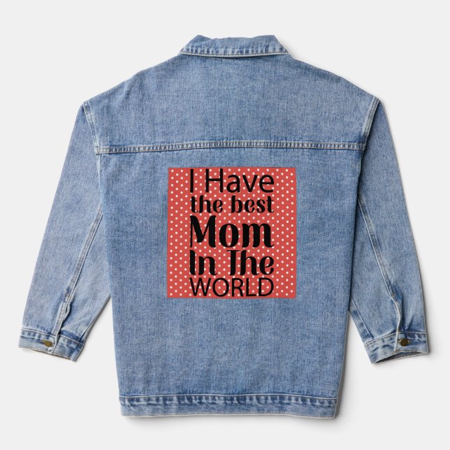 Welten Beste Mama Elegantes Schwarz-Weiß-Script Jeansjacke (Rückseite)