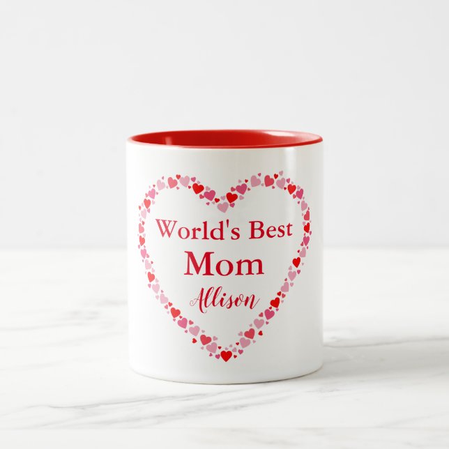 Welten Beste Mama Herz Zweifarbige Tasse (Mittel)