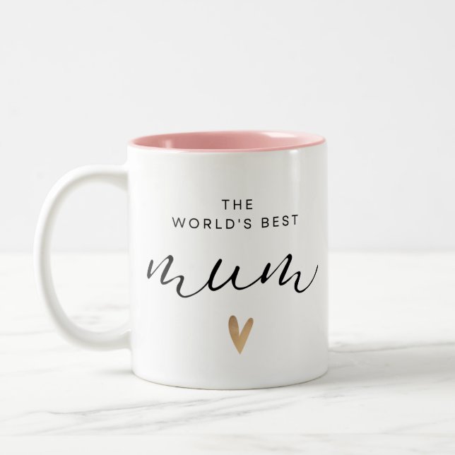 Welten beste Mama mit Herz Zweifarbige Tasse (Links)