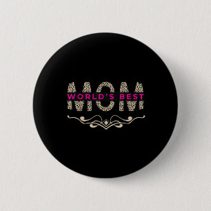 Welten beste Mama Niedlich Retro Rosa Text Leopard Button