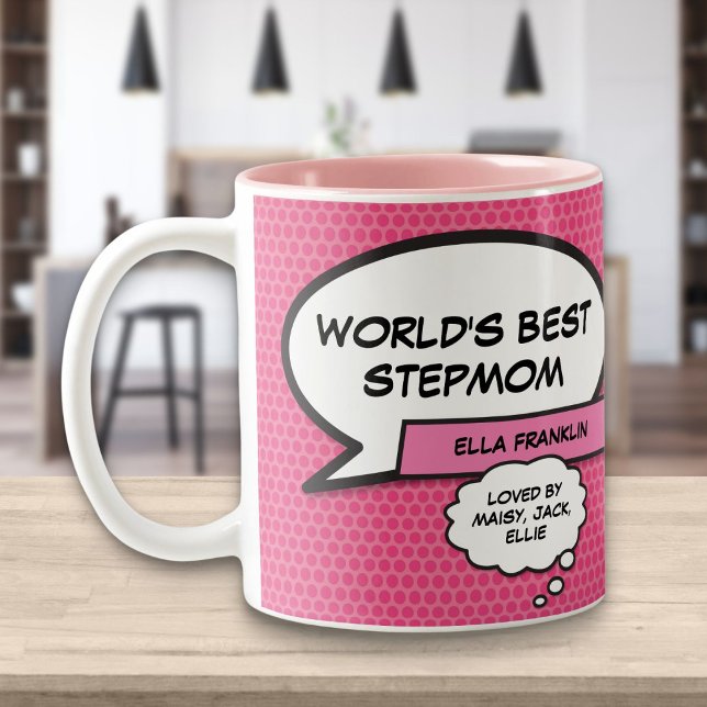 Welten Beste Stepama Bonus Mama Spaß Rosa Zweifarbige Tasse (Von Creator hochgeladen)