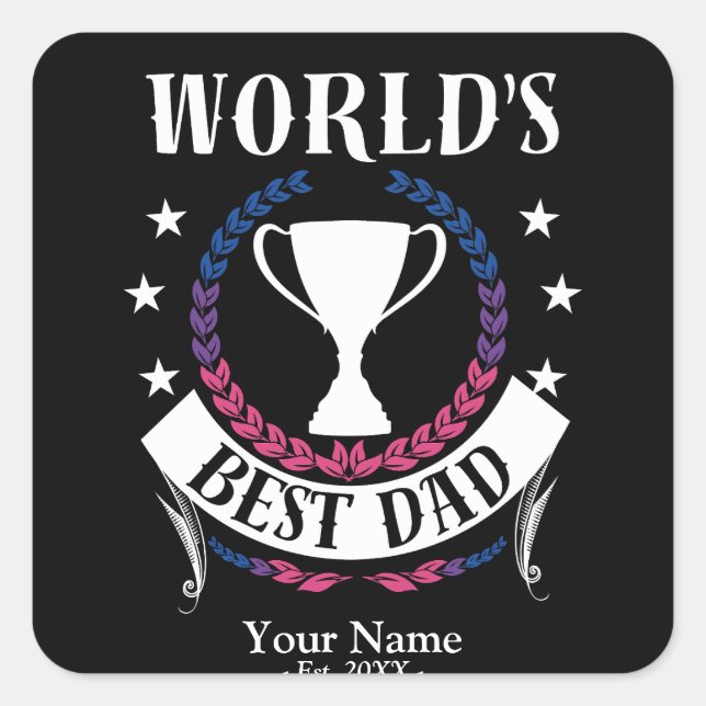 Welten Beste Vater Vatertag Bisexuelle Flaggenfarb Quadratischer Aufkleber (Vorderseite)