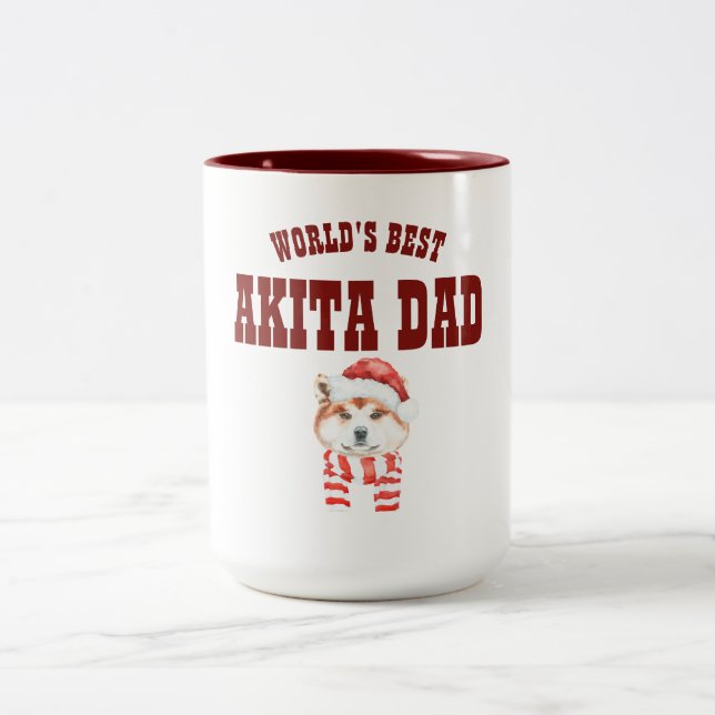 Welten Bester AKITA DOG VATER - Adorable Abbildung Zweifarbige Tasse (Mittel)