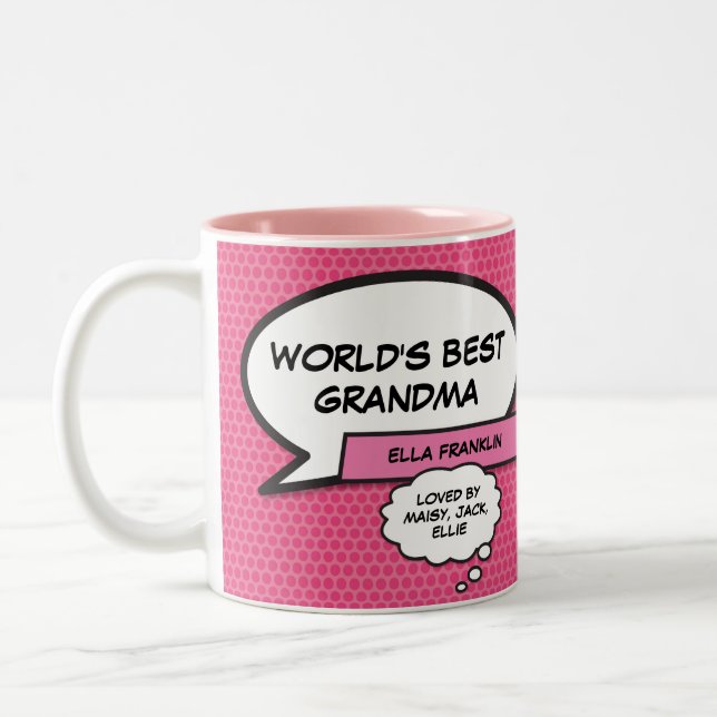 Welten Bestes Grandma Cool Spaß Comic Rosa Zweifarbige Tasse (Links)