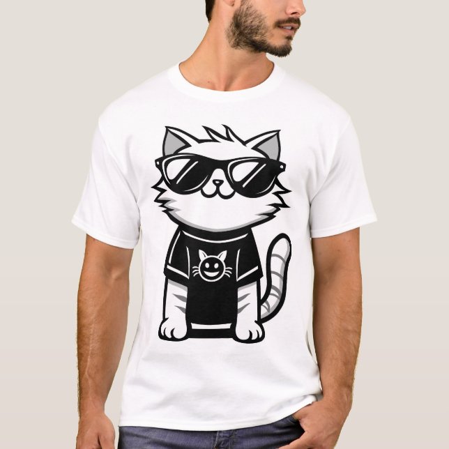 Welten Coolste Katze mit Sonnenbrille Weiß T-Shirt (Vorderseite)