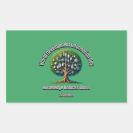 Weltentwicklungstag Oktober. Rechteckiger Aufkleber