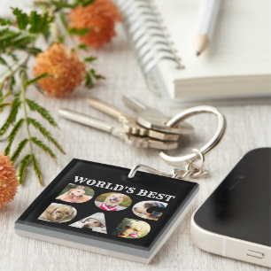 Welter Hund-Vater 6 Foto Collage Black Schlüsselanhänger