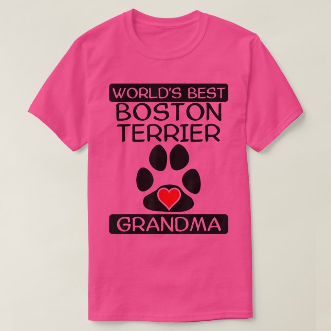 Weltes Boston Terrier Grandma Dog Paw Herz  T-Shirt (Design vorne)