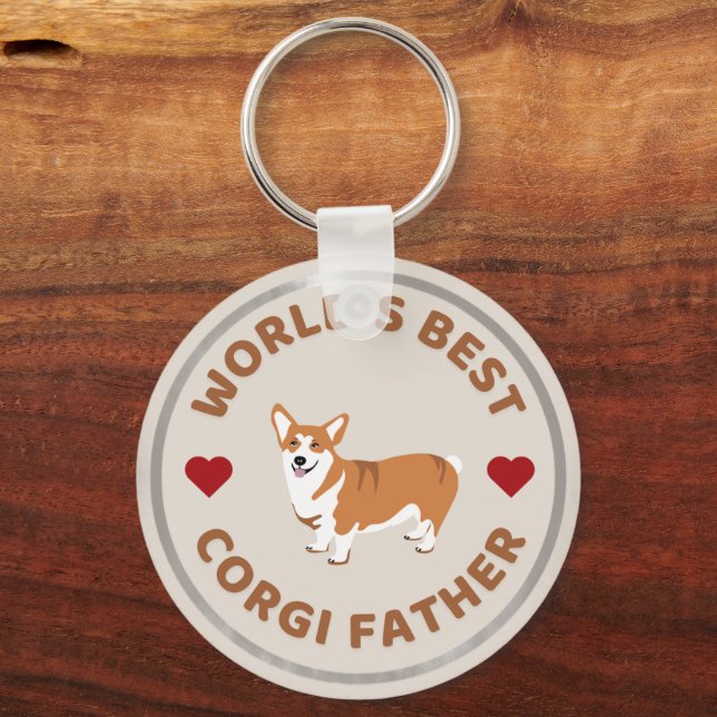 Weltes Geschenk für den besten Corgi-Vater, Proud- Schlüsselanhänger (Vorderseite)