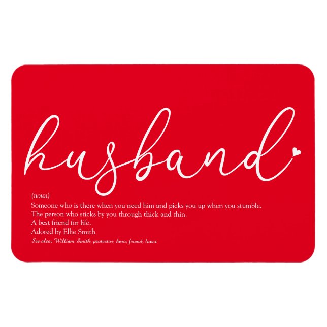 Weltes Herz für Husband-Definition-Script-Liebe Magnet (Horizontal)