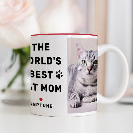 Weltet beste Cat Mama Red Two Foto Pet Lover Zweifarbige Tasse