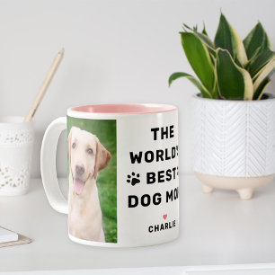 Weltet beste Hunde-Mama Rosa Zwei-Foto-Pet Lover Zweifarbige Tasse