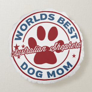 Weltet beste Mama Australian Shepherd Paw Print Rundes Kissen