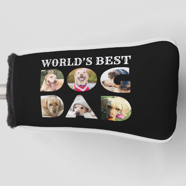 Weltet besten Hunde Vater Zitat 6 Foto Collage Bla Golf Headcover (Vorderseite)