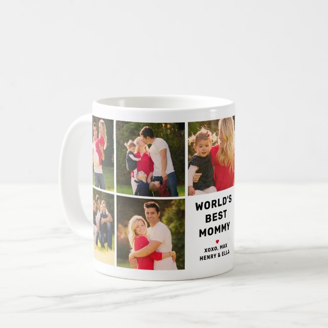 Weltet die beste Mommy Modern Foto Collage Kaffeetasse (Vorderseite Links)
