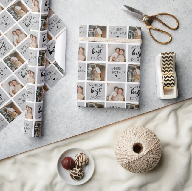 Weltet ihr Bestes Daddy 2 Foto Wrapping Paper Geschenkpapier (Kunsthandwerk)