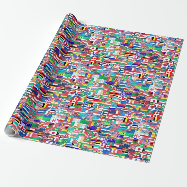 Weltflaggen-Collage Geschenkpapier (Ungerollt)
