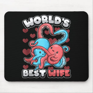 Weltfrau Süße Kawaii Oktopus Herz Süßes Paar Mousepad