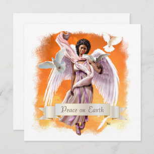 Weltfrieden. Afro Angel Flat Christmas Cards Feiertagskarte