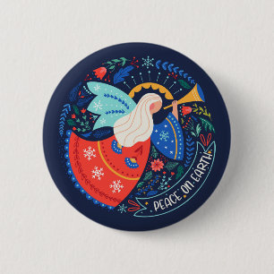 Weltfrieden Angel Design Button