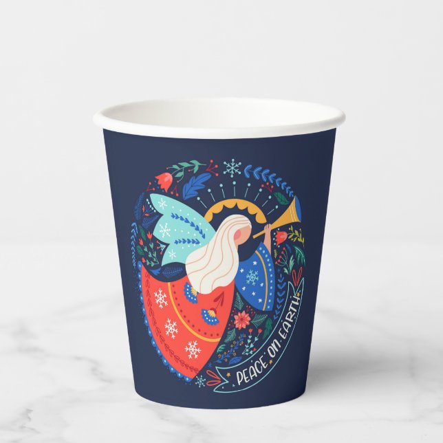 Weltfrieden Angel Design Pappbecher (Vorderseite)
