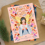 Weltfrieden Angel Florale Folk Rosa Feiertagskarte<br><div class="desc">Unsere Weihnachts-Weihnachtskarte wird durch die Schönheit und den Stil der skandinavischen Volkskunst inspiriert, aber mit einem modernen und Vintagen Flair. Unser Design vermittelt eine Welt aus Hoffnung, Liebe und Frieden, die durch Kunst, Bilder und Farbe dargestellt wird. Tiefe Kontraste werden mit fröhlichen, leuchtenden Farben wie Rot, Gelb, Rosa, Blau, Gold...</div>