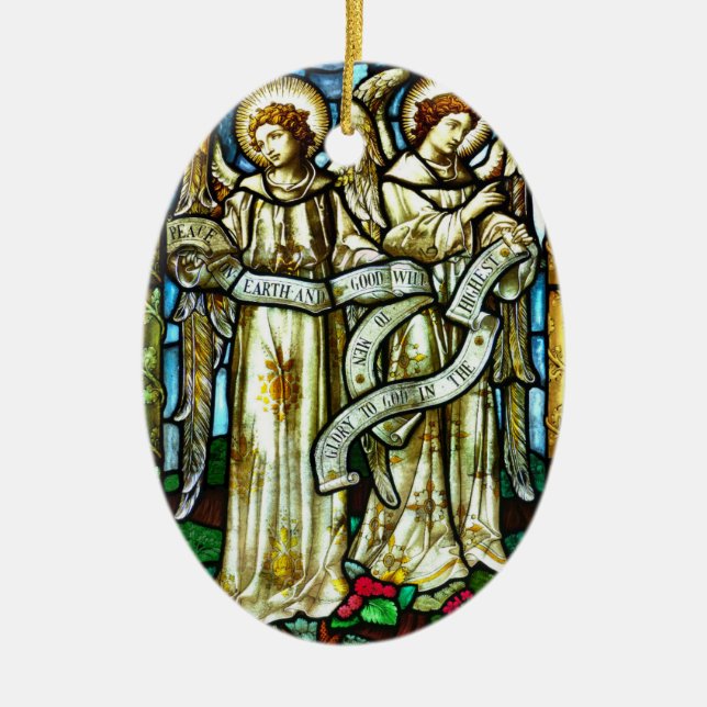 Weltfrieden Angels Weihnachtsdekoration Keramikornament (Vorne)