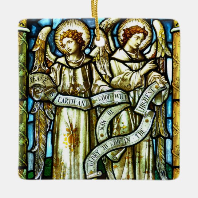 Weltfrieden Angels Weihnachtsdekoration Keramikornament (Vorderseite)