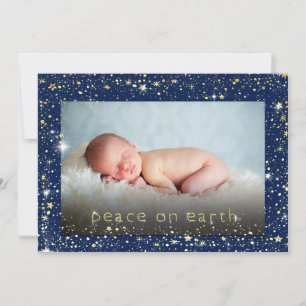 Weltfrieden Baby Foto Stars Blue Christmas Feiertagskarte