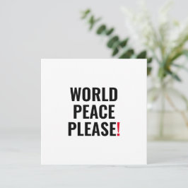 Weltfrieden bitte weißes Schwarz auf Kriegskarte