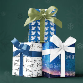Weltfrieden Blue White Dove Muster Weihnachten Geschenkpapier Set
