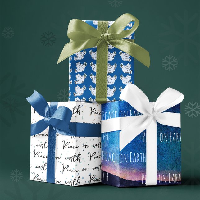 Weltfrieden Blue White Dove Muster Weihnachten Geschenkpapier Set (Von Creator hochgeladen)