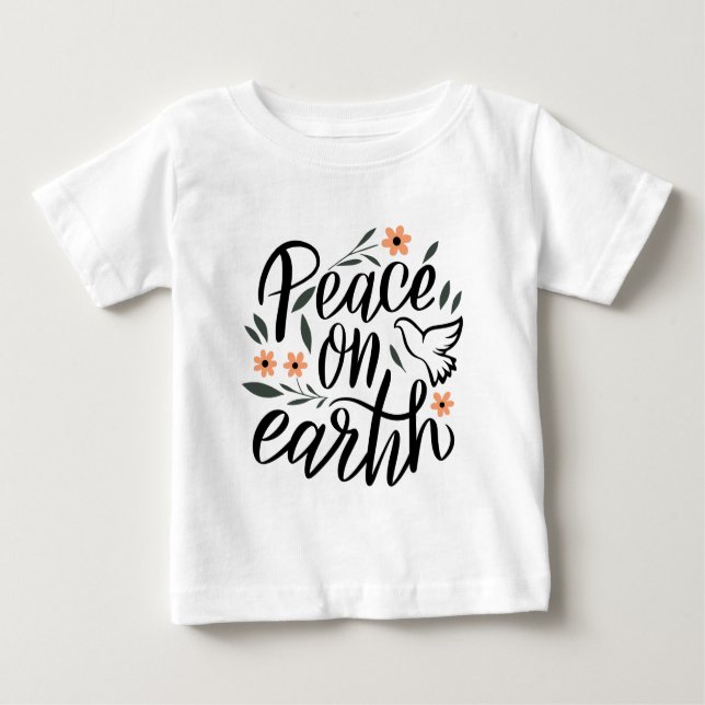 Weltfrieden Blumendesign Baby T-shirt (Vorderseite)