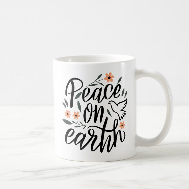 Weltfrieden Blumendesign Kaffeetasse (Rechts)