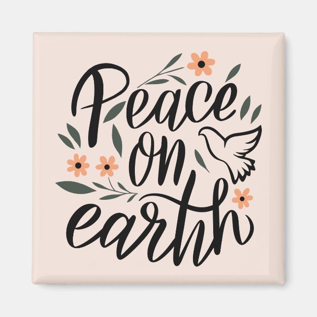 Weltfrieden Blumendesign Magnet (Vorne)