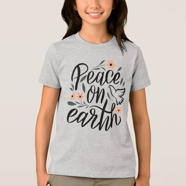 Weltfrieden Blumendesign Tri-Blend Shirt (Vorderseite)