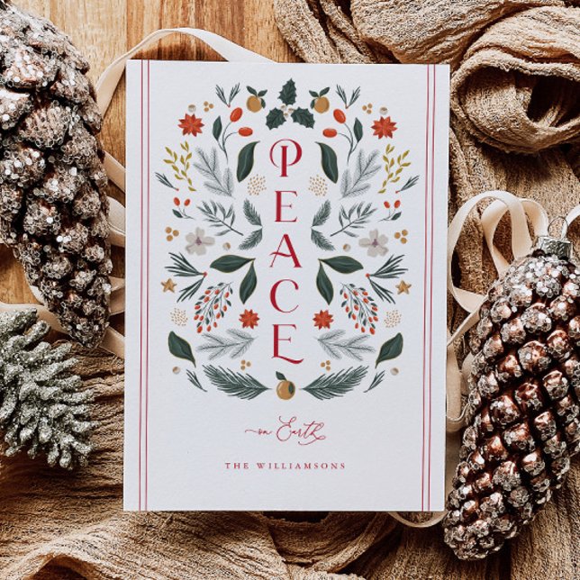 Weltfrieden Botanische Weihnachtskarte Feiertagskarte (Von Creator hochgeladen)